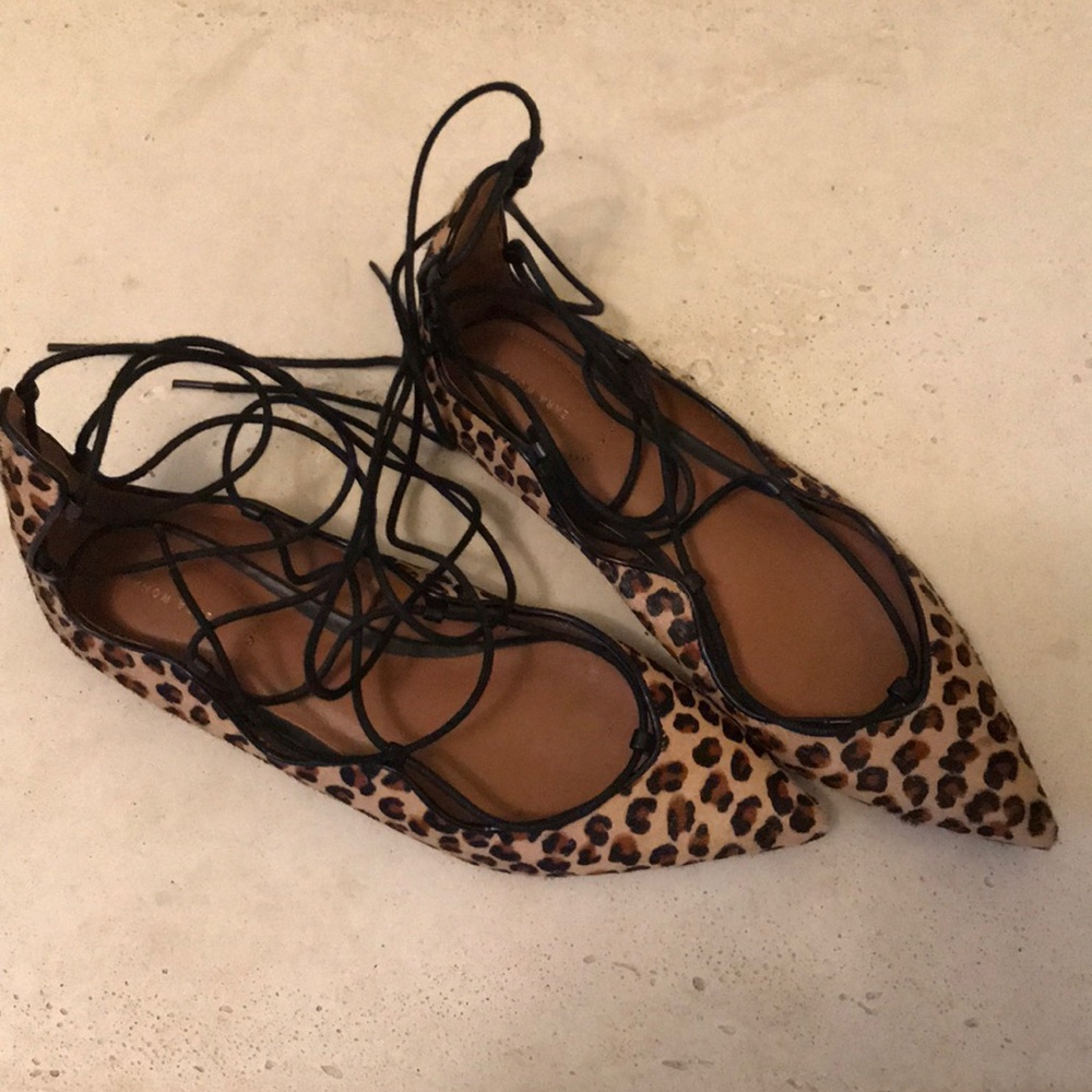 Zara Laceup Hair on Hide Flats